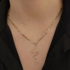 Wiggly Pave Initial Gold Charm