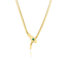 Load image into Gallery viewer, Solitaire Pear Emerald Eyes Snake Necklace
