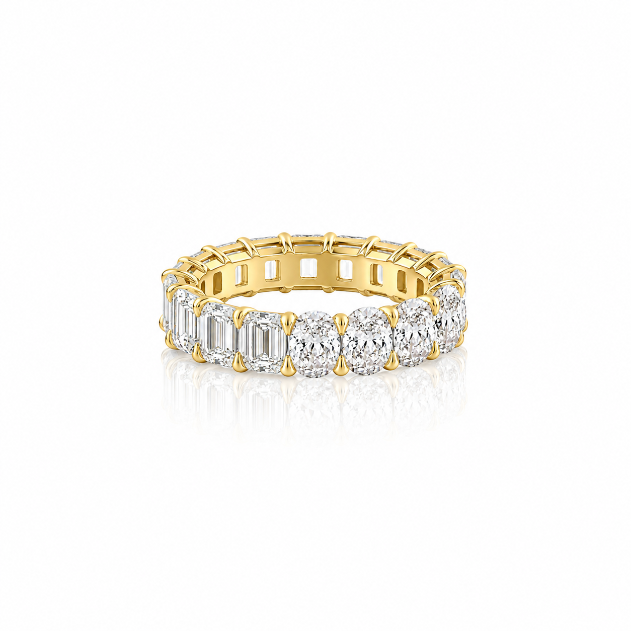 Half Emerald Half Oval Diamond Eternity Ring