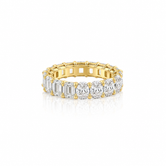 Half Emerald Half Oval Diamond Eternity Ring