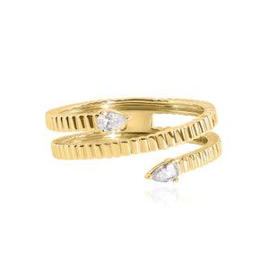 Fluted Swirl Pears Ring