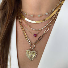 Load image into Gallery viewer, Solitaire Bezel Gemstone Paperclip Necklace

