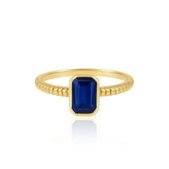Gemstone Bezel Gold Rope Ring