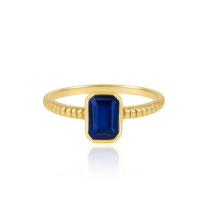 Gemstone Bezel Gold Rope Ring
