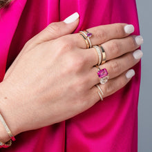 Load image into Gallery viewer, Gold Pave Swirl Solitaire Gemstone
