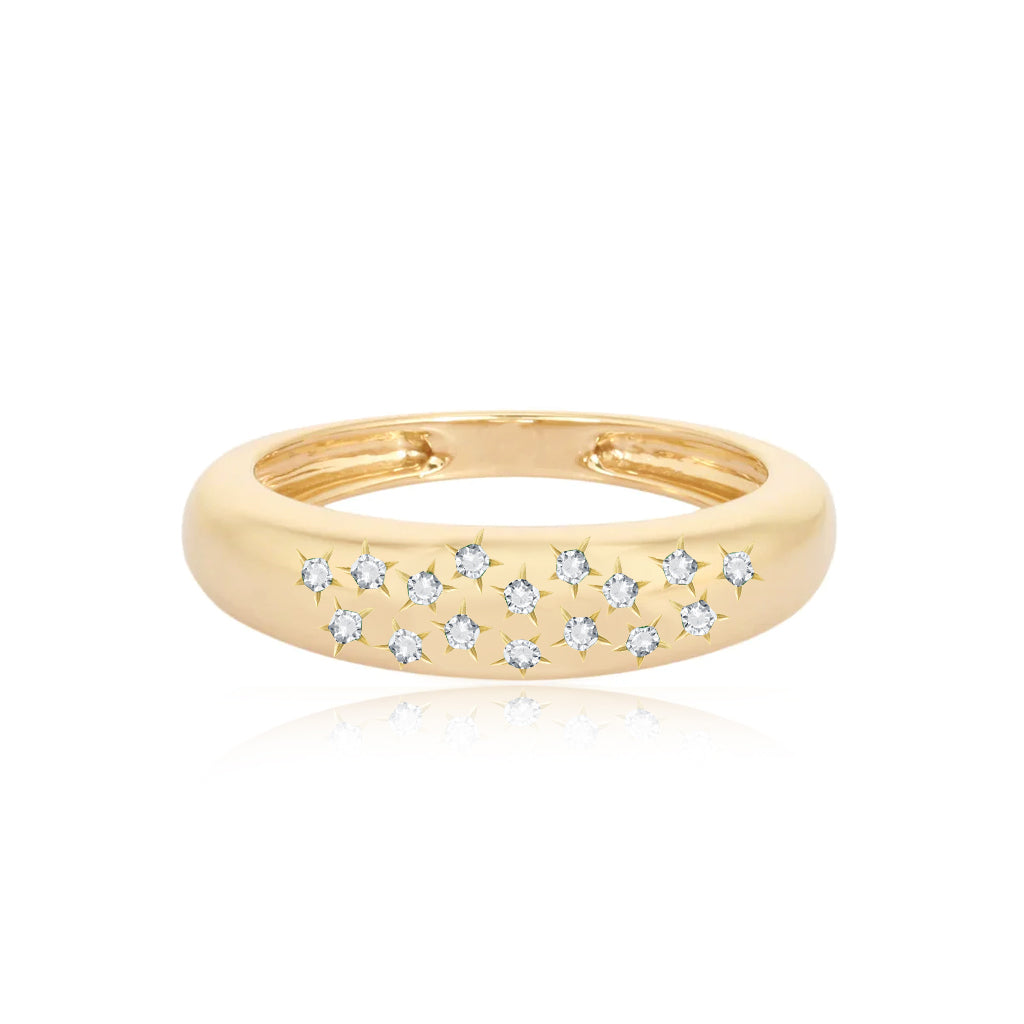 Center Diamonds Dome Wedding Ring