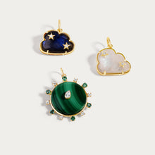 Load image into Gallery viewer, Round Malachite Center Diamond Stone Charm
