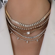 Load image into Gallery viewer, Five Solitaire Diamond Dangling Tennis Necklace
