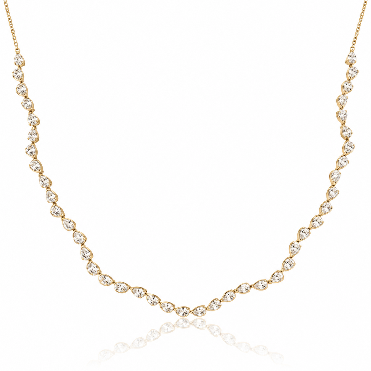 Pear Diamond Wave Tennis Necklace