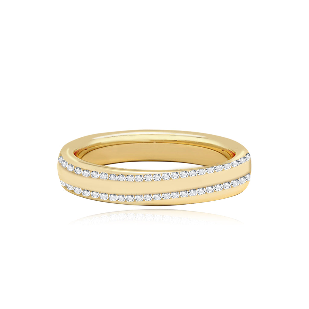 Diagonal Pave Lines Wedding Ring