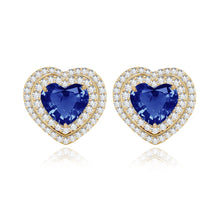 Load image into Gallery viewer, Double Halo Gemstone Heart Earrings
