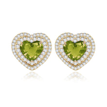 Load image into Gallery viewer, Double Halo Gemstone Heart Earrings

