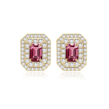 Load image into Gallery viewer, Double Halo Gemstone Emerald Cut Earrings
