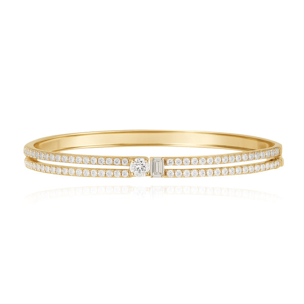 Two Diamond Double Row Bangle