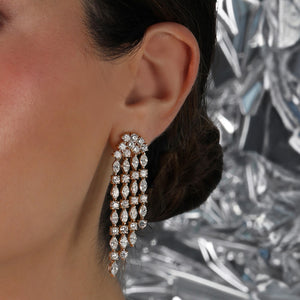 Cascade Marquise and Round Diamond Earrings