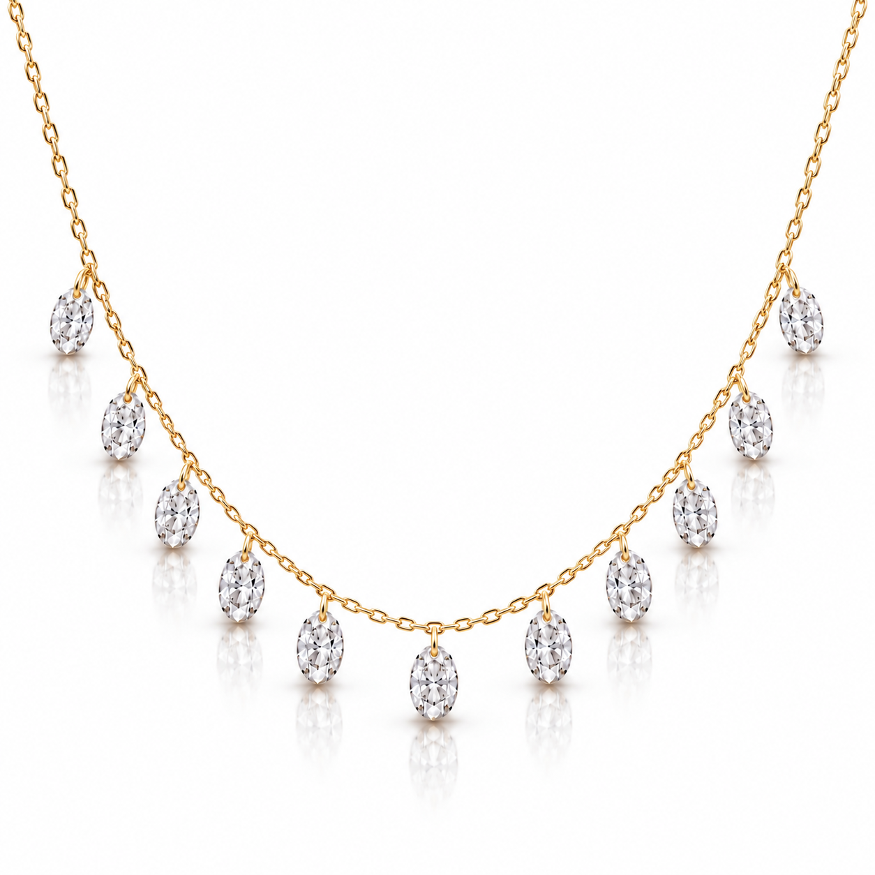 Floating Lab Diamonds Chain Necklace