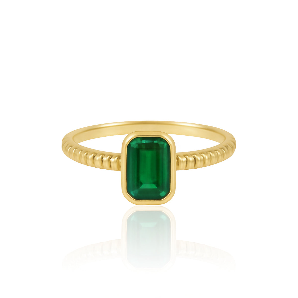 Gemstone Bezel Gold Rope Ring