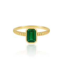 Gemstone Bezel Gold Rope Ring