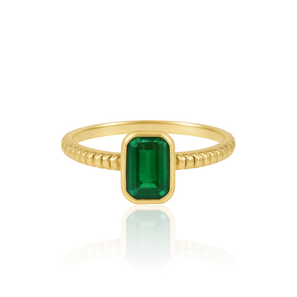 Gemstone Bezel Gold Rope Ring