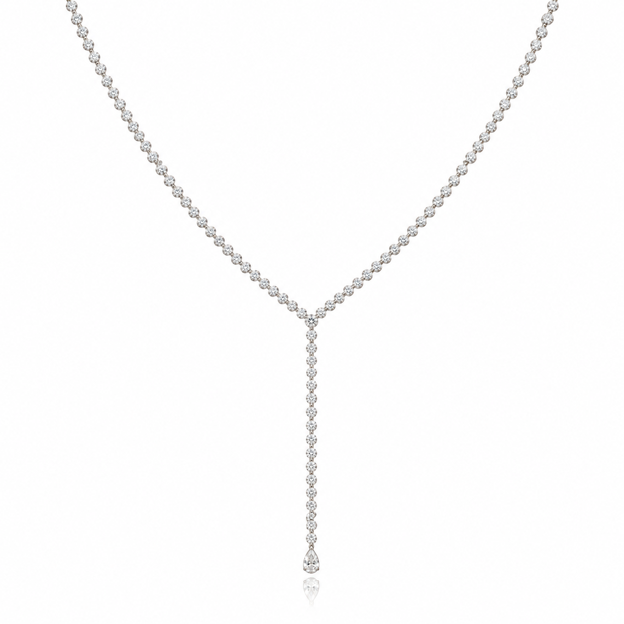 Floating Diamond Pear Drop Lariat Necklace