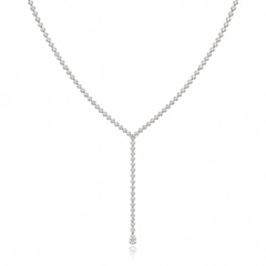 Floating Diamond Pear Drop Lariat Necklace.
