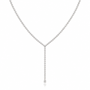 Floating Diamond Pear Drop Lariat Necklace