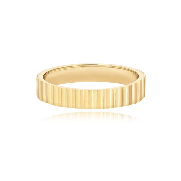 Fluted Gold Band Wedding Ring