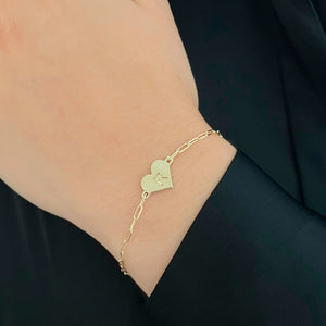 Engravable Gold Heart Bracelet