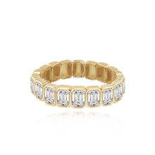 Load image into Gallery viewer, Bridal Half Bezel Half Gold Emerald Ring
