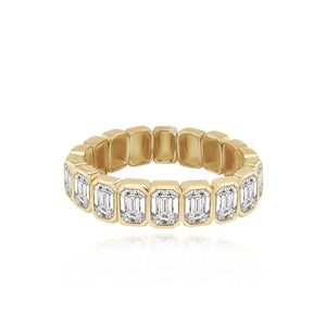 Bridal Half Bezel Half Gold Emerald Ring