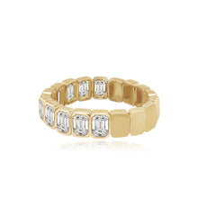 Load image into Gallery viewer, Bridal Half Bezel Half Gold Emerald Ring
