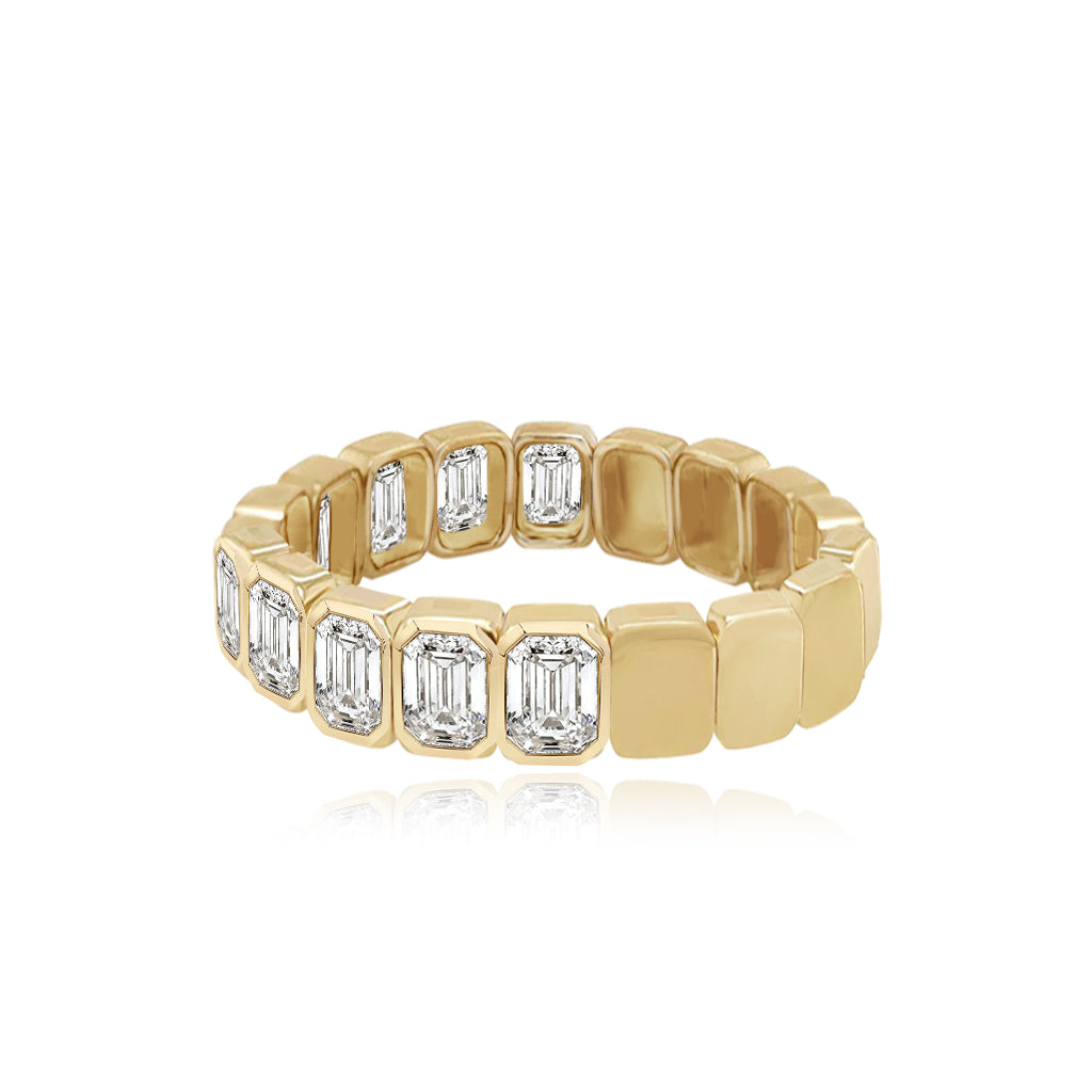 Bridal Half Bezel Half Gold Emerald Ring