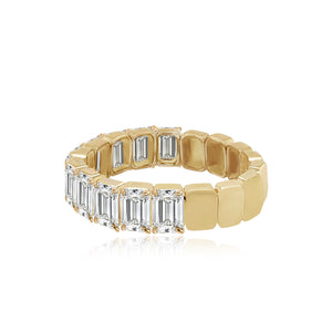 Bridal Half Emerald Cut Half Gold Ring