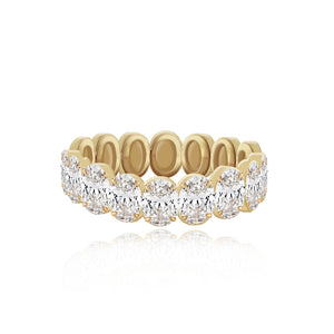 Bridal Half Bezel Half Gold Oval Ring