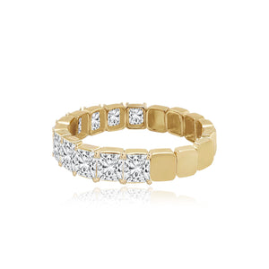 Bridal Half Bezel Half Gold Princess Ring