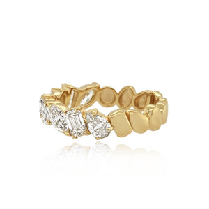 Bridal Half Bezel Half Gold Multi Shape Ring