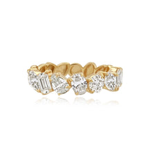 Load image into Gallery viewer, Bridal Half Bezel Half Gold Multi Shape Ring
