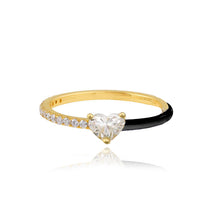 Load image into Gallery viewer, Half Pave and Half Enamel Solitaire Diamond Ring
