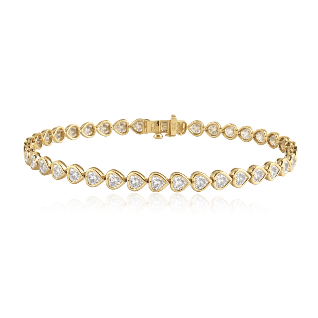 Diamond Bezel Heart Tennis Bracelet