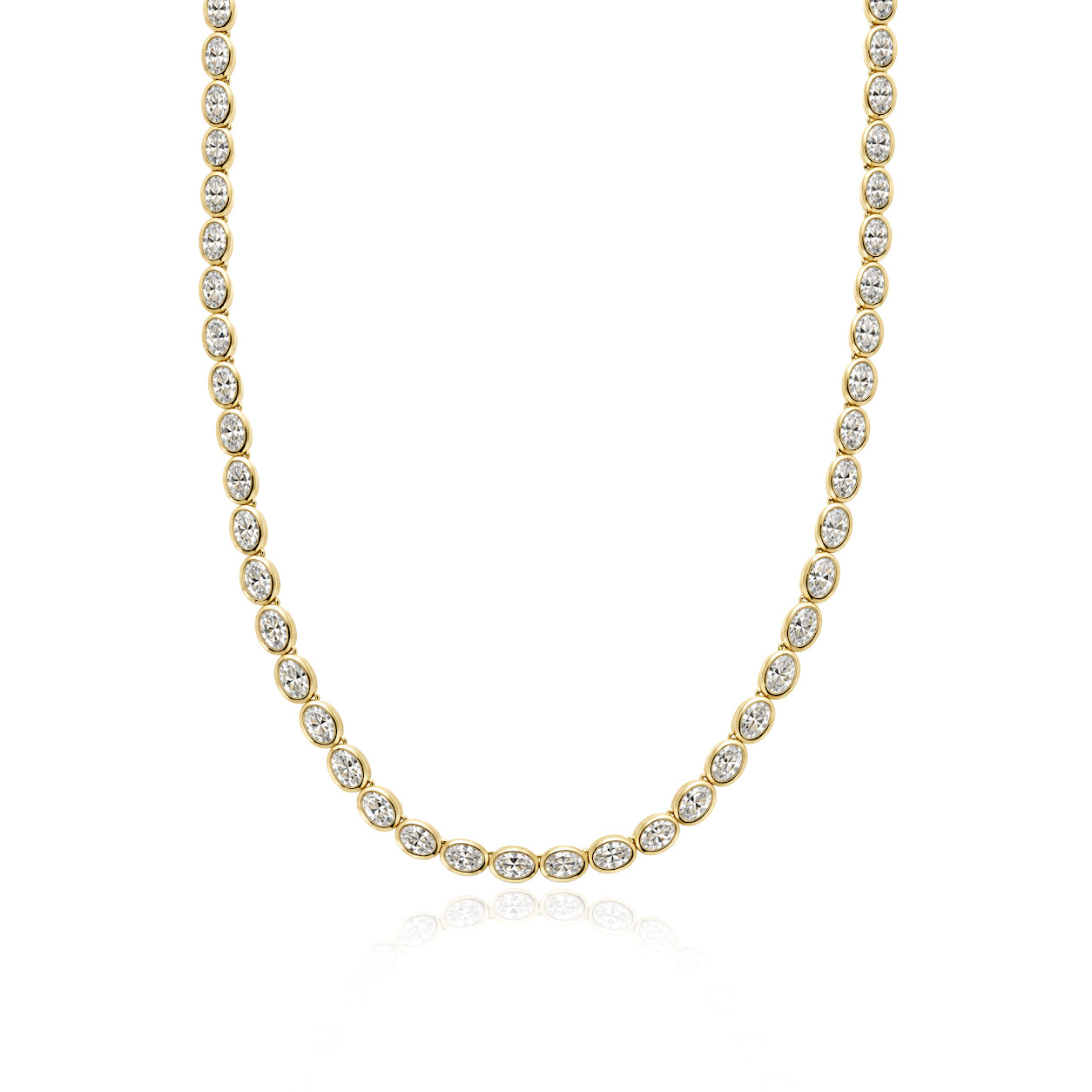 East to West Oval Bezel Lab Diamond Tennis Necklace