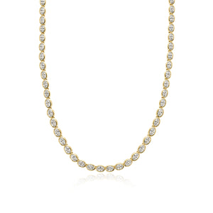 East to West Oval Bezel Lab Diamond Tennis Necklace