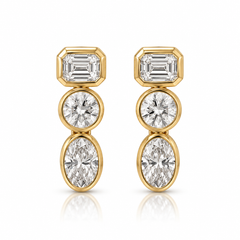 Small Three-Bezel Lab Diamond Drop Earrings