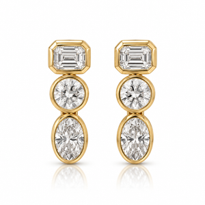 Small Three-Bezel Lab Diamond Drop Earrings