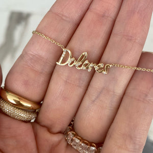 Scattered Diamonds Name Necklace