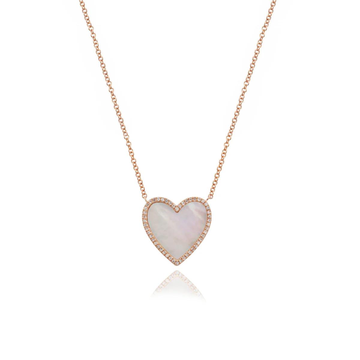 Large Pave Outline Stone Heart Necklace