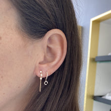 Load image into Gallery viewer, Three Bezel Diamonds Chain Earring
