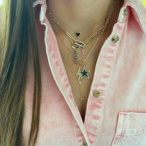 Small Pave Outline Black Onyx Heart Necklace