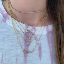 Load image into Gallery viewer, Uppercase Pave Initial Paperclip Necklace
