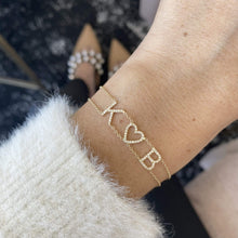 Load image into Gallery viewer, Double Chain Pave Initials and Heart Bracelet
