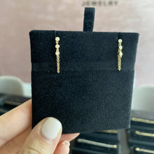 Load image into Gallery viewer, Three Bezel Diamonds Chain Earring
